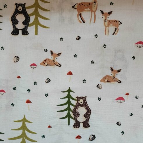 Medvés, őzikés pamutvászon