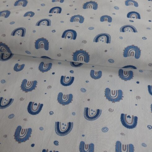 Kék szivárványos pamut jersey