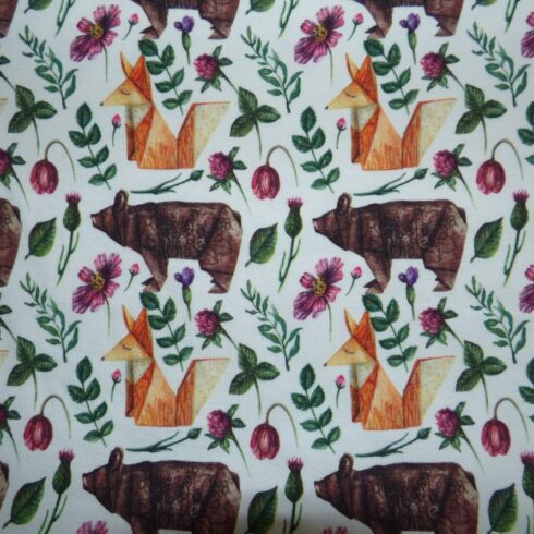 Rókás, medvés pamut jersey