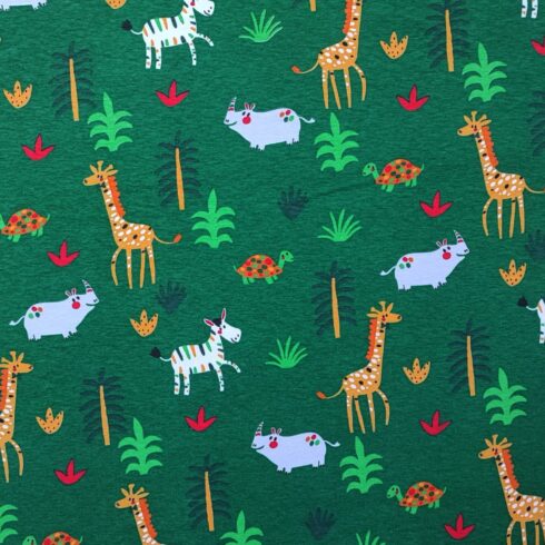 Vadállatos pamut jersey zöld alapon