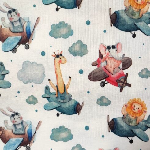 Állatos repülős pamut jersey