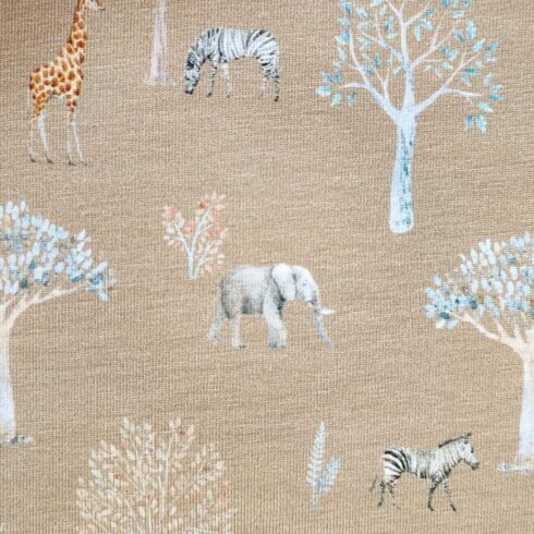 Zsiráfos, zebrás pamut jersey