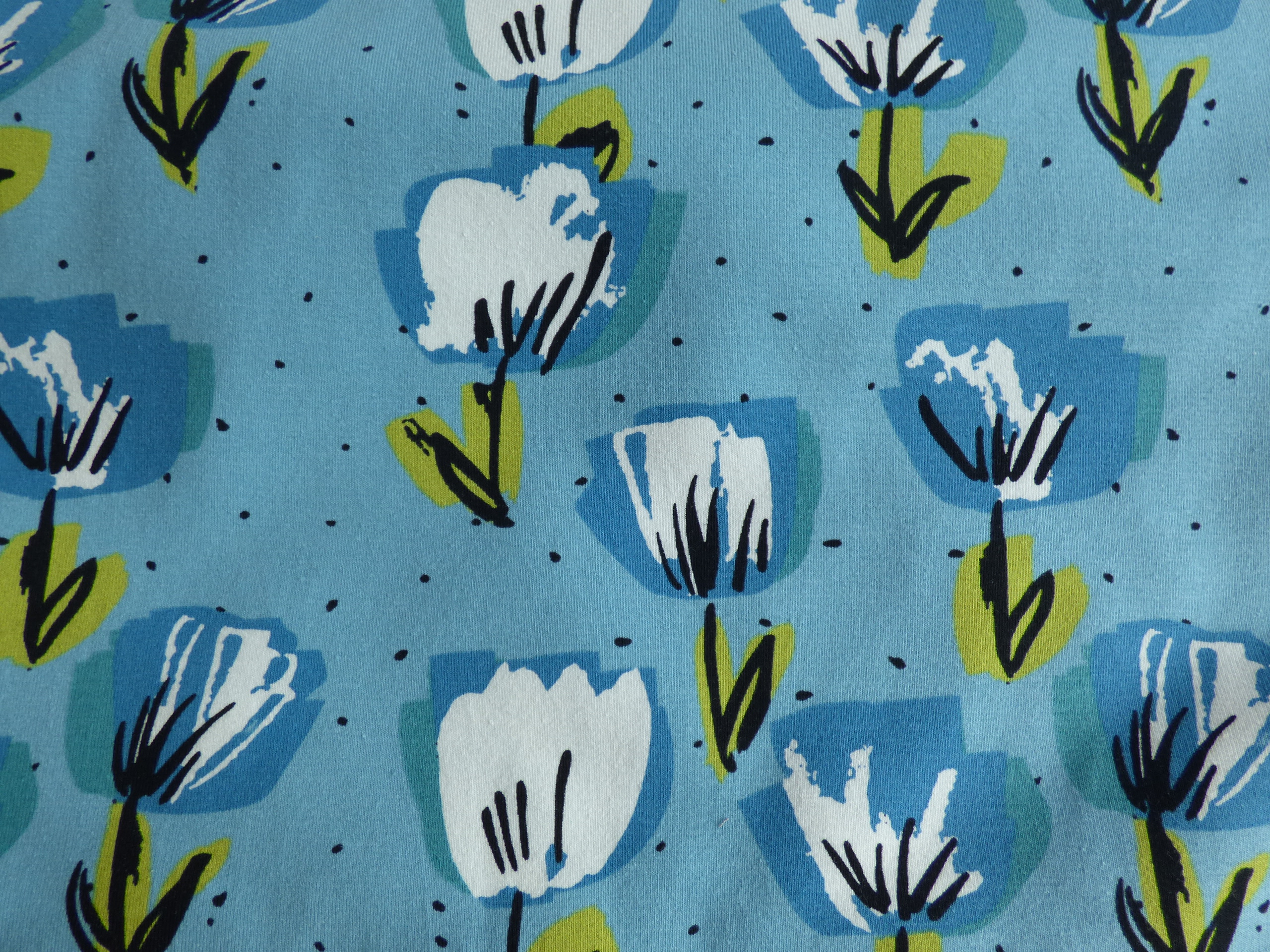 Kék virágos pamut jersey - Image 2