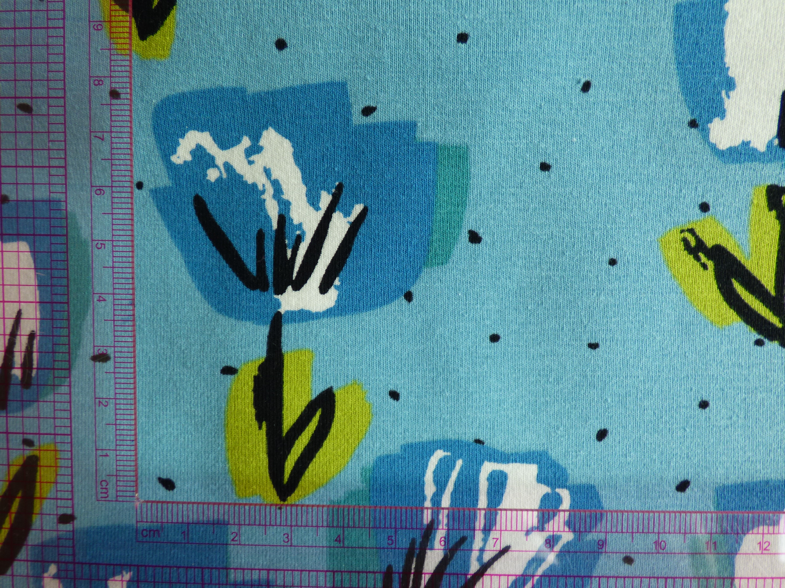 Kék virágos pamut jersey - Image 3