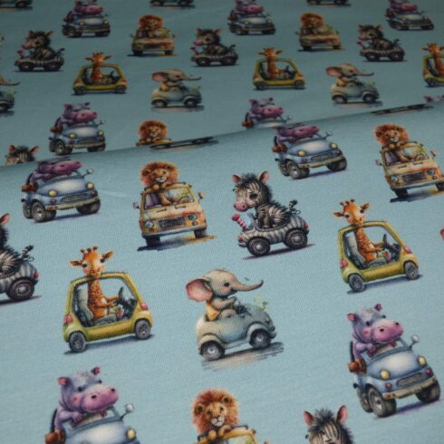 Állatos autós pamut jersey