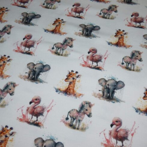 Vadállatos pamut jersey fehér alapon