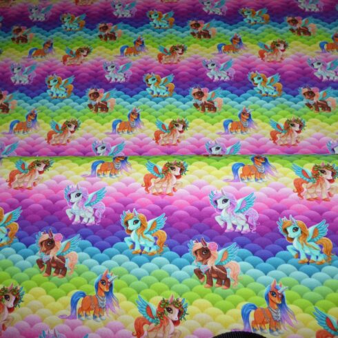 Szivárványos pónis pamut jersey