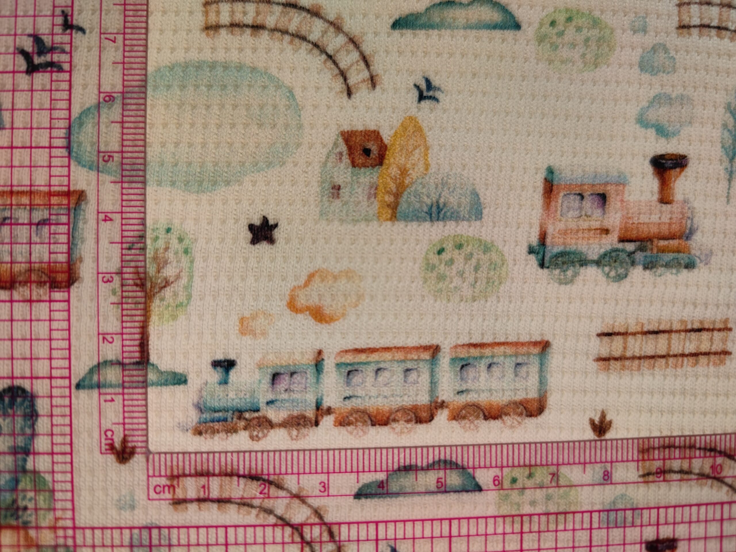 Vonatos gofri pamut jersey darab 30 cm - Image 2