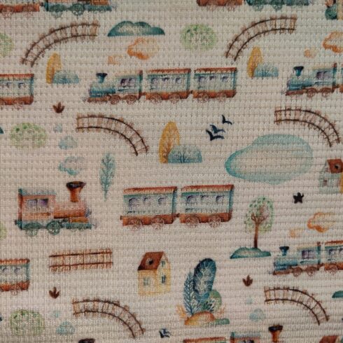 Vonatos gofri pamut jersey darab 30 cm