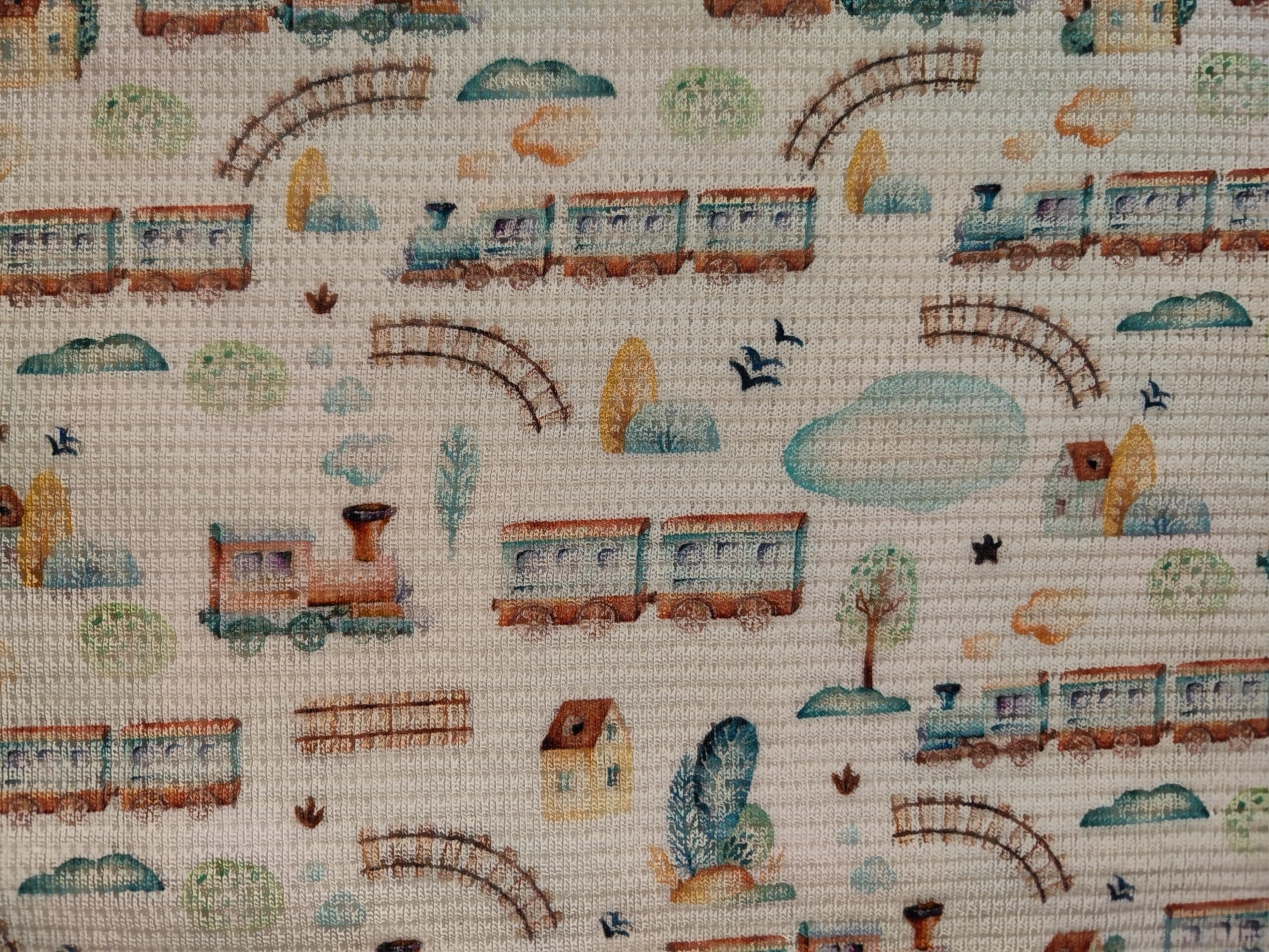 Vonatos gofri pamut jersey darab 30 cm