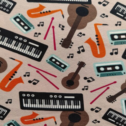 Hangszeres pamut jersey darab 1 méter