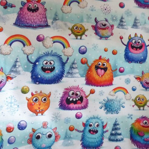 Szörnyecskés softshell anyag