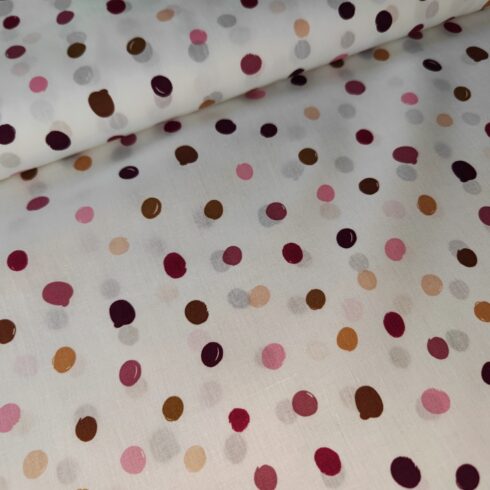 Pöttyös finom szövésű pamutvászon, puplin bordó