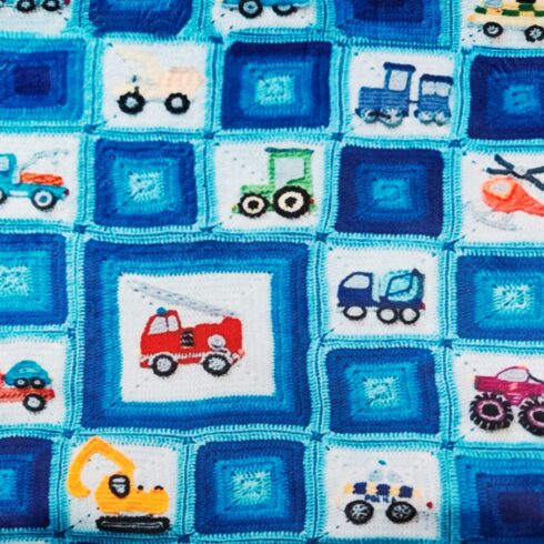 Autós kockás plüssvelúr